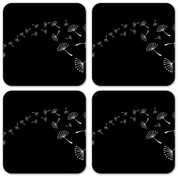 Vinyl Drink Coasters - Set of 4 - Dandelion