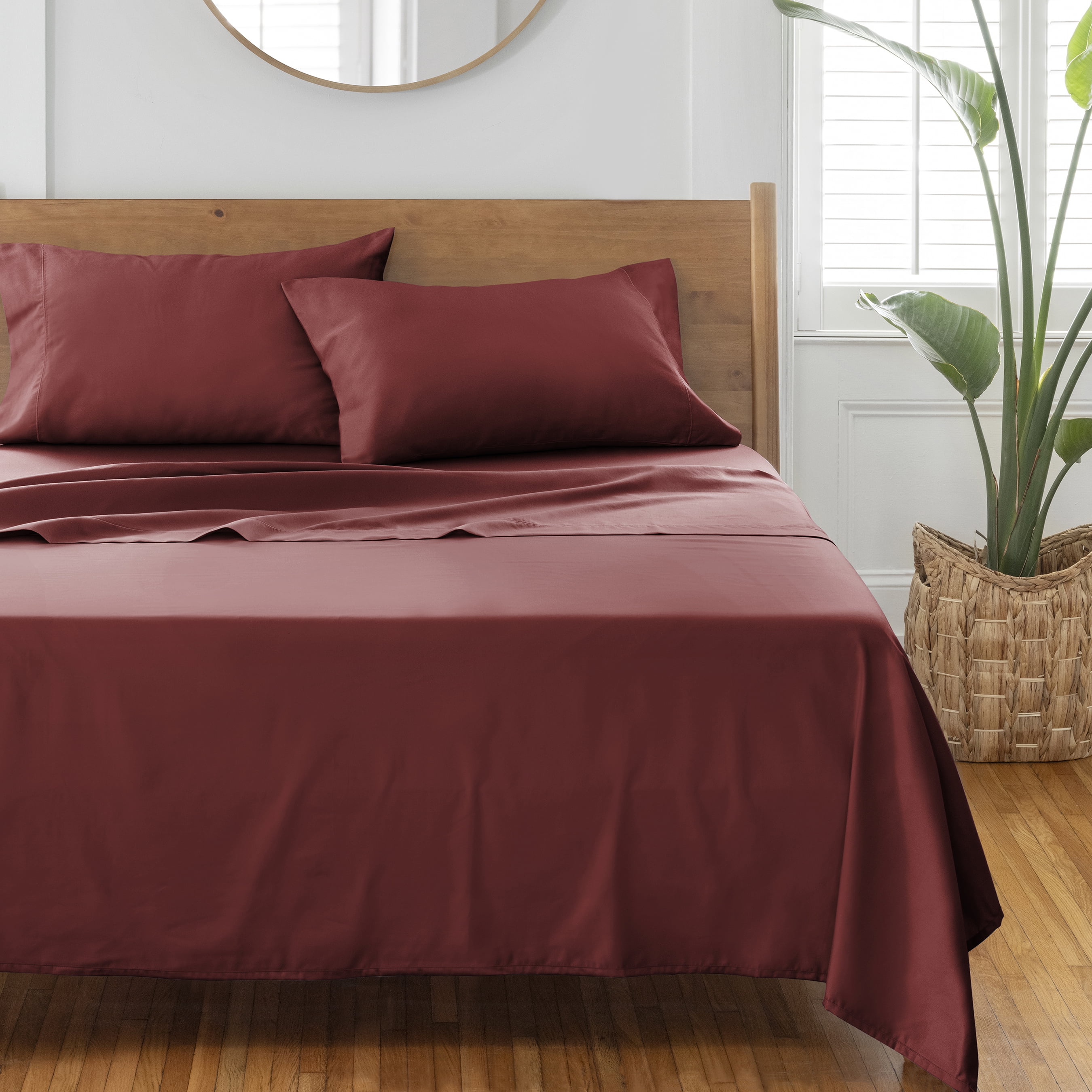 Better Homes & Gardens Performance 4-Piece 400 Thread Count Deep Redwood Bed Sheet Set, Full