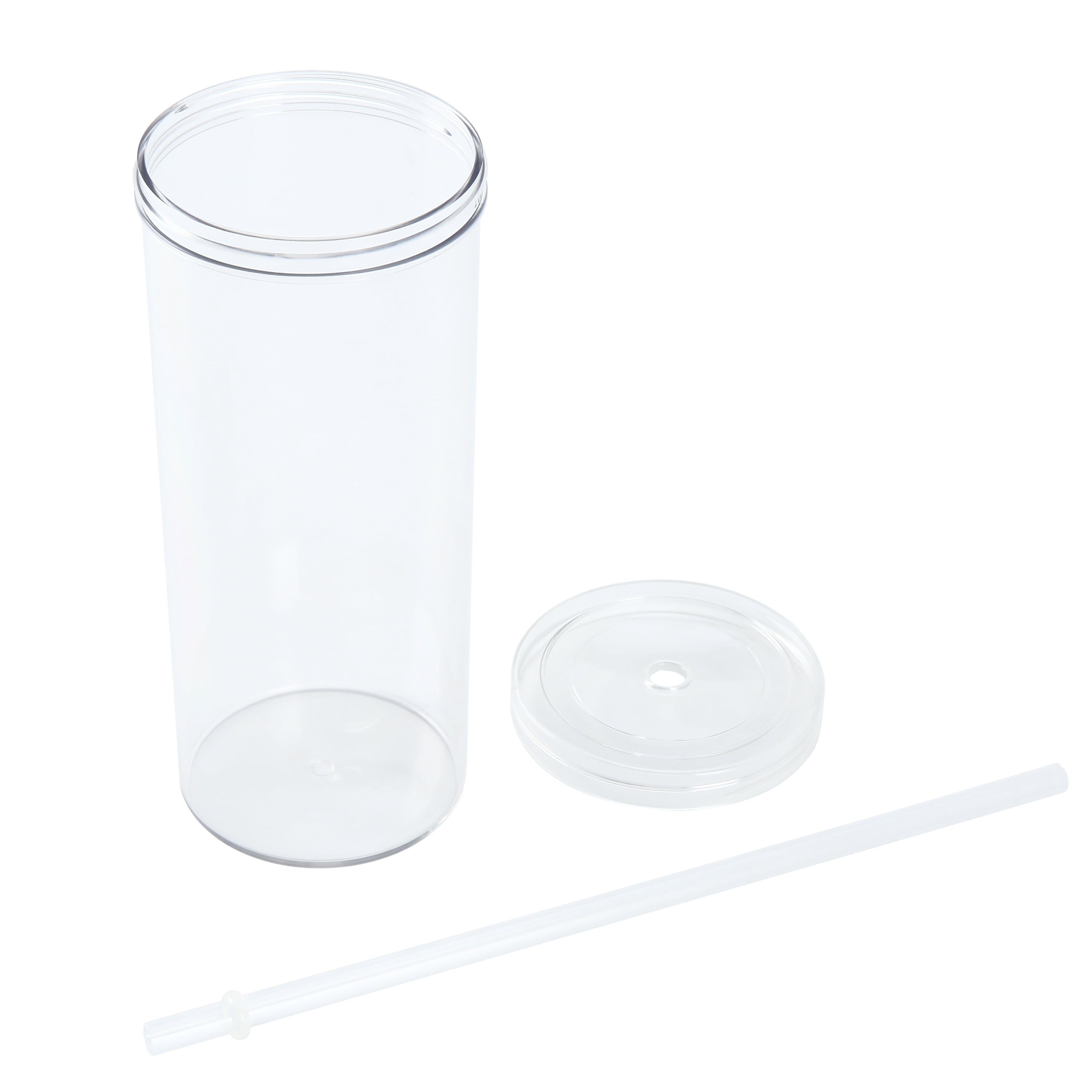 20-ounce Clear Plastic Tumbler with Screw Top Lid and Straw, by Mainstays
