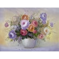 thumbnail image 2 of Gonzales, Pedro 24x19 Gold Ornate Wood Framed with Double Matting Museum Art Print Titled - Flowers in Purple Colors I, 2 of 4