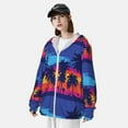 thumbnail image 4 of Pofeuu Beach with Palm Trees Print Sun Protection Outdoor Lightweight Full Zip UV Cooling Hoodie Long Sleeve Summer Clothing for Outdoor Hiking-Large, 4 of 5