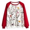 thumbnail image 4 of UVEASISHA Chandails en Molleton Floraux pour Femmes Col Rond Manches Longues Chandail Imprimé Floral Coupe Ample Mode Automne 2025 Soldes Aujourd'hui, Rouge, m, 4 of 4