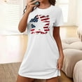 thumbnail image 2 of Tnhcen Women's USA Patriotic 4th of July Print Plus Size Short Sleepwear Dress | Crewneck Short Sleeve Casual Loungewear | S-2XL Pajamas Set, 2 of 7