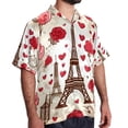 thumbnail image 2 of Eiffel Tower Valentine's Day Men's Short Sleeve Poplin Beach Shirts, Casual Printed Button Down Summer Hawaiian Shirt - Unisex, 2 of 6