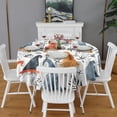 thumbnail image 2 of Multicolor Christmas Gnome Pattern Round Tablecloth 60"x60",Wrinkle Wipeable Table Cloth for Kitchen Dining Room Picnic Patio Party, 2 of 6