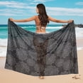 thumbnail image 4 of FKELYI Bohemian Flower Black Print Women's Sarong Beach Cover Up for Summer Swimwear Pareo Breathable Soft Swimsuit Bikini Cover-Up Sheer Fabric Long Beach Wrap for Bathing Suit, 4 of 6