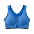 thumbnail image 3 of Comfort Bras Women Zipper Shockproof Gathers No Underwire Running Bralettes Underwear Sports Bra V-Neck Full-Coverage Bra Feature Hook and Eye Closure Push-up Bra Style Y-191 , Dark Blue S, 3 of 3