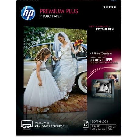 - HP, HEWCR667A, Premium Plus Soft Gloss Photo Paper, 1 / Pack, White