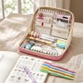 thumbnail image 7 of Multi-layer Transparent Pencil Pouch, Large Capacity Cloth Makeup Brush Bag, Multifunctional Stationery Storage Bag for Home Office Travel Hotel Daily Use, 7 of 7