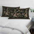 thumbnail image 3 of Black Spring Floral Pillow Covers, Linen Long Throw Pillow Case, Elegant Pastoral Flowers Birds Retro Art Holiday Pillow Protector Decorative Cushion Cover for Living Room/Bedroom 20" x 26", 3 of 8