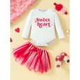 thumbnail image 2 of Infant Baby Girls Valentine's Day Outfit Letter Print Romper and Tulle Skirt Cute Headband, 2 of 9