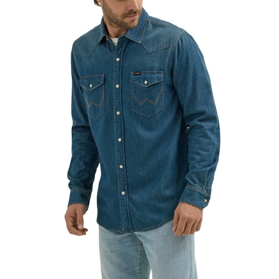 Wrangler® Men's Regular Fit Long Sleeve Denim Shirt, S-2XL