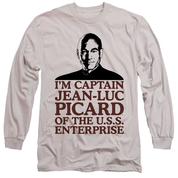 Star Trek Im Captain Long Sleeve Adult 18/1 T-Shirt Silver