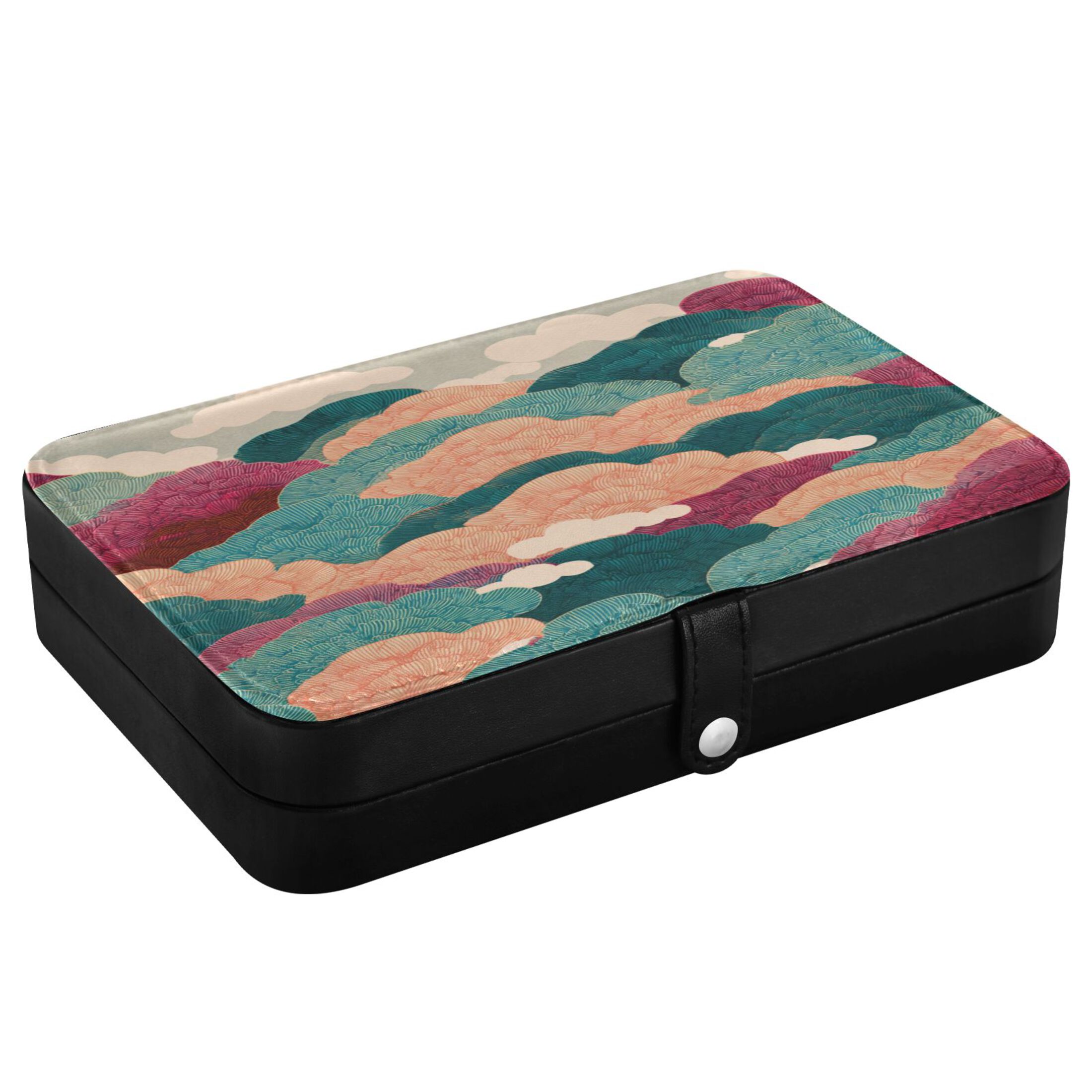 Leather Jewelry Box Rectangular 8.27x5.5x1.78In Travel Jewelry Storage Earrings Necklace Bracelet Watch Brooch Storage Colorful and Beautiful Clouds