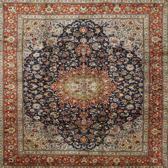 Ahgly Company Machine Washable Indoor Square Traditional Camel Brown Area Rugs, 5' Square