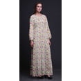 thumbnail image 2 of Bimba Moss Georgette Lily & Lotus Floral Printed Womenâ€™s Long Sleeve MaxiÂ&nbsp;DressÂ&nbsp;Elastic Waist Gown-Small, 2 of 5