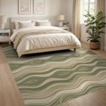 thumbnail image 3 of ODIKA 8'x10' Washable Area Rug Abstract Minimalist Mid Curved Geometric Covering Cream Wave for Dining Room, Large Office, Lounge, Non-Slip Chair-Friendly Mat, 3 of 7