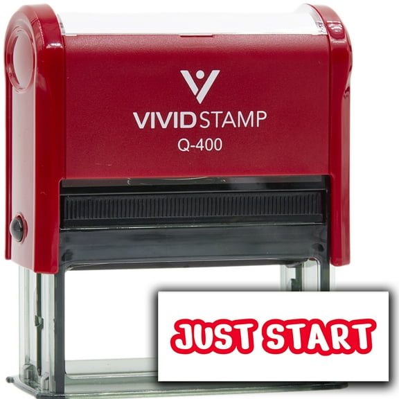 All Quality Just Start Self-Inking Rubber Stamp | Agenda Planning Stamps (Red Ink) - Q-400