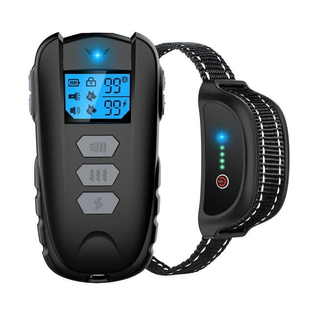 Collar de choque para perros impermeable con control remoto de 500 m para perros pequeños, medianos y grandes gris