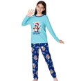 thumbnail image 4 of Beezizac Little & Big Girls Pajama Christmas Blue Penguin Long Sleeves Sets Cozy Kids 2-Piece PJ Set Nightwear Size 10, 4 of 9