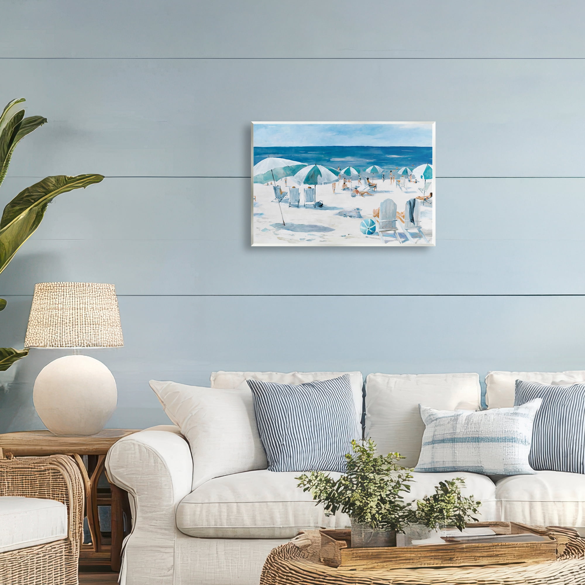 Stupell Industries Umbrella Beach Coastal Scene Wall Plaque Art, design by Lorenzo Collective
