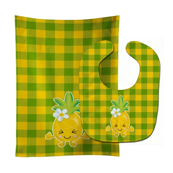 Pineapple Blinky Face Baby Bib and Burp Cloth