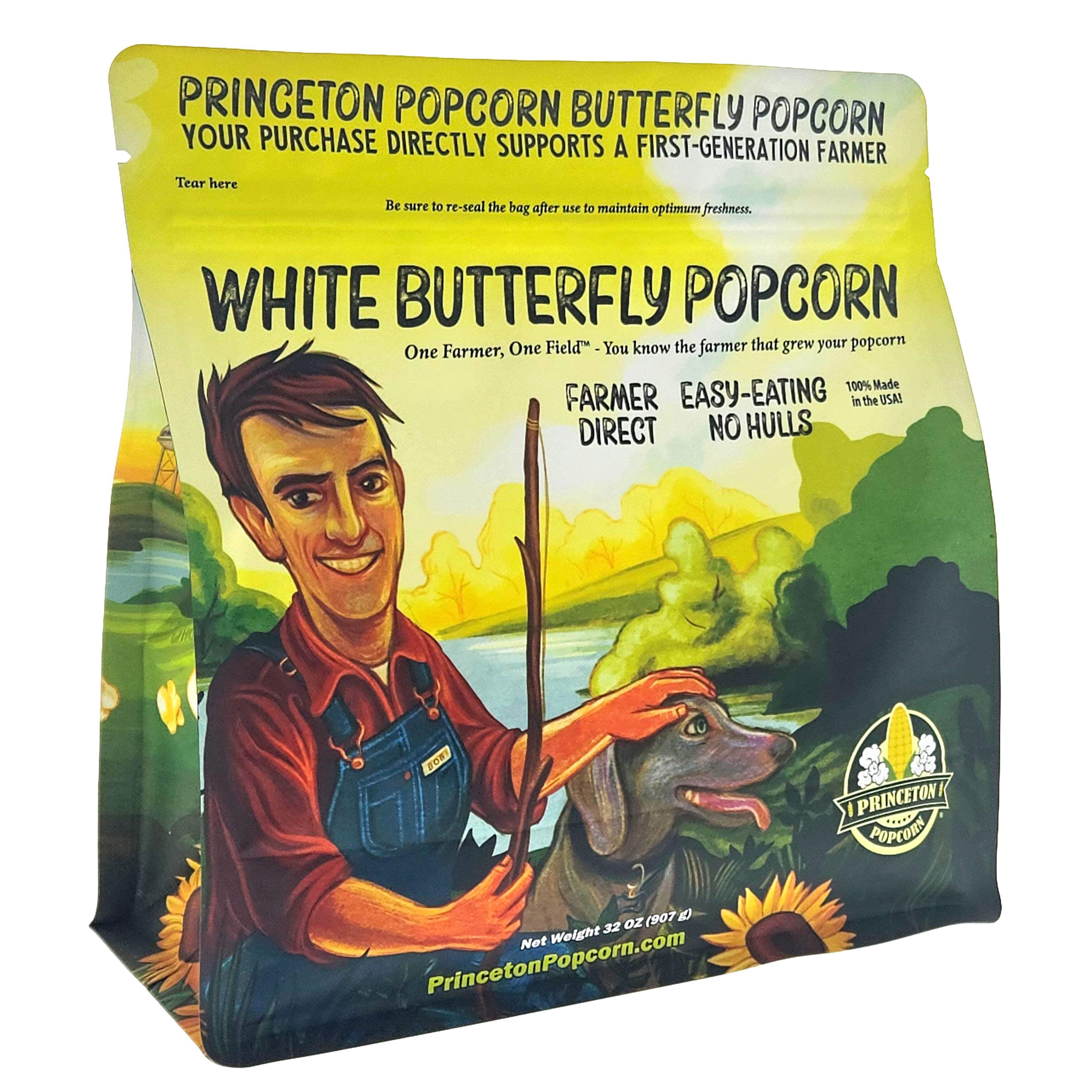 6lbs (Pack of 3 2lb) Bag Princeton Popcorn Baby White Popcorn Kernels, Tender, Small, Non GMO, Hulless, Farmer Direct, Gluten Free, Popping, For Oil Popcorn Popper, Microwave Popcorn or Air Popper