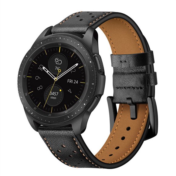 Genuine Leather Band Compatible for Galaxy Watch 4 Classic 46mm 42mm Bands, 20mm Quick Release Watch Strap Compatible for Samsung Galaxy Watch 4 40mm 44mm/Active 2/3 41mm Band,black