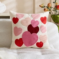 Valentine Pillow Cover, Heart Embroidered Pillowcase, Decorative Throw Pillow Cover for Couch Bedroom Home Decor(Pink)
