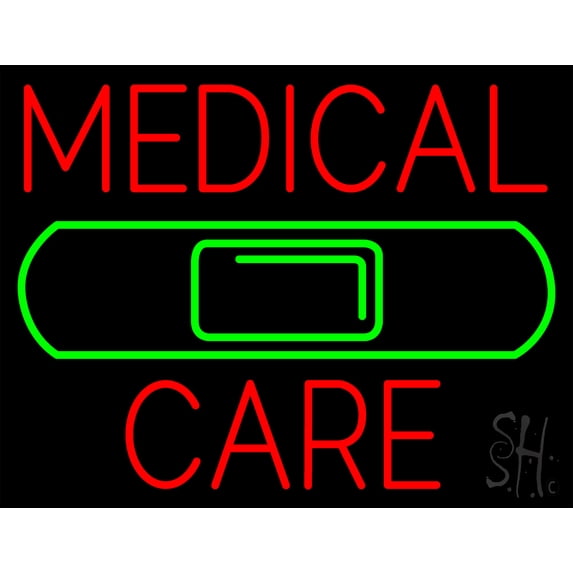 Medical Care Band Aid LED Neon Sign 15 x 19 - inches, Black Square Cut Acrylic Backing, with Dimmer - Bright and Premium built indoor LED Neon Sign for Defence Force.