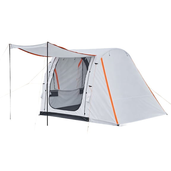 KFFKFF Inflatable SUV Tent with Awning, 8 x 6.7 ft 3-Season Tailgate Tent with Ventilated Doors & Mesh Window, PU2000mm Waterproof Rear Hatch Tent for Camping - Includes Air Pump