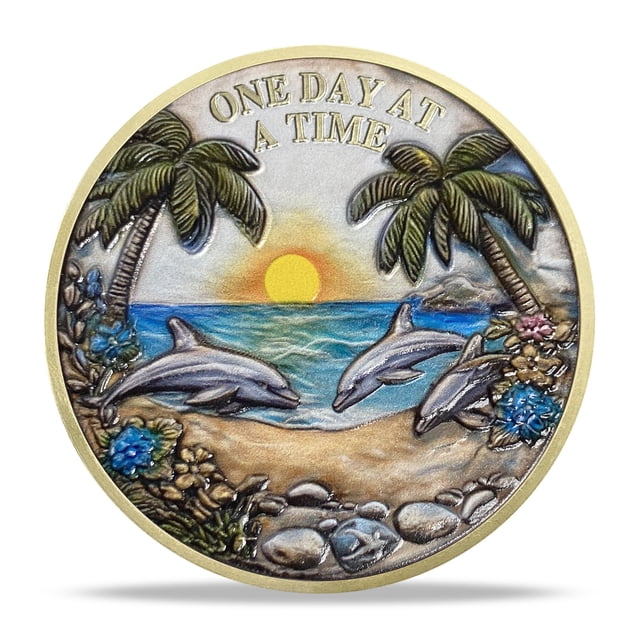 Moneda Sobriety DeDecom L Beach Dolphin AA, símbolo AA, 4 cm