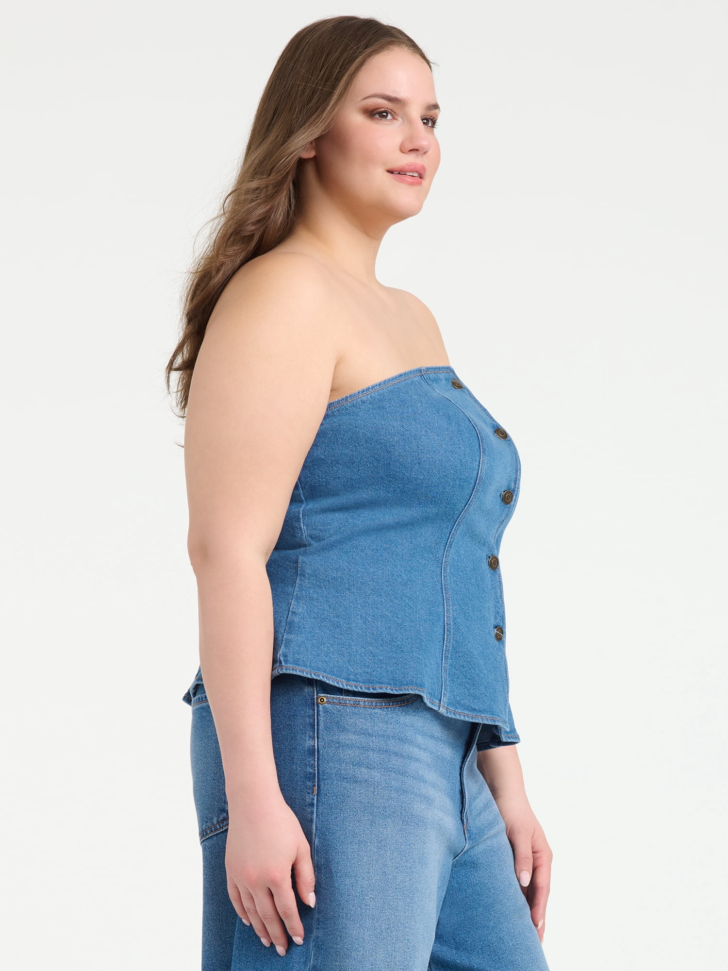 Sofia Vergara Women's Buttoned Tube Top, Sizes XS-4X