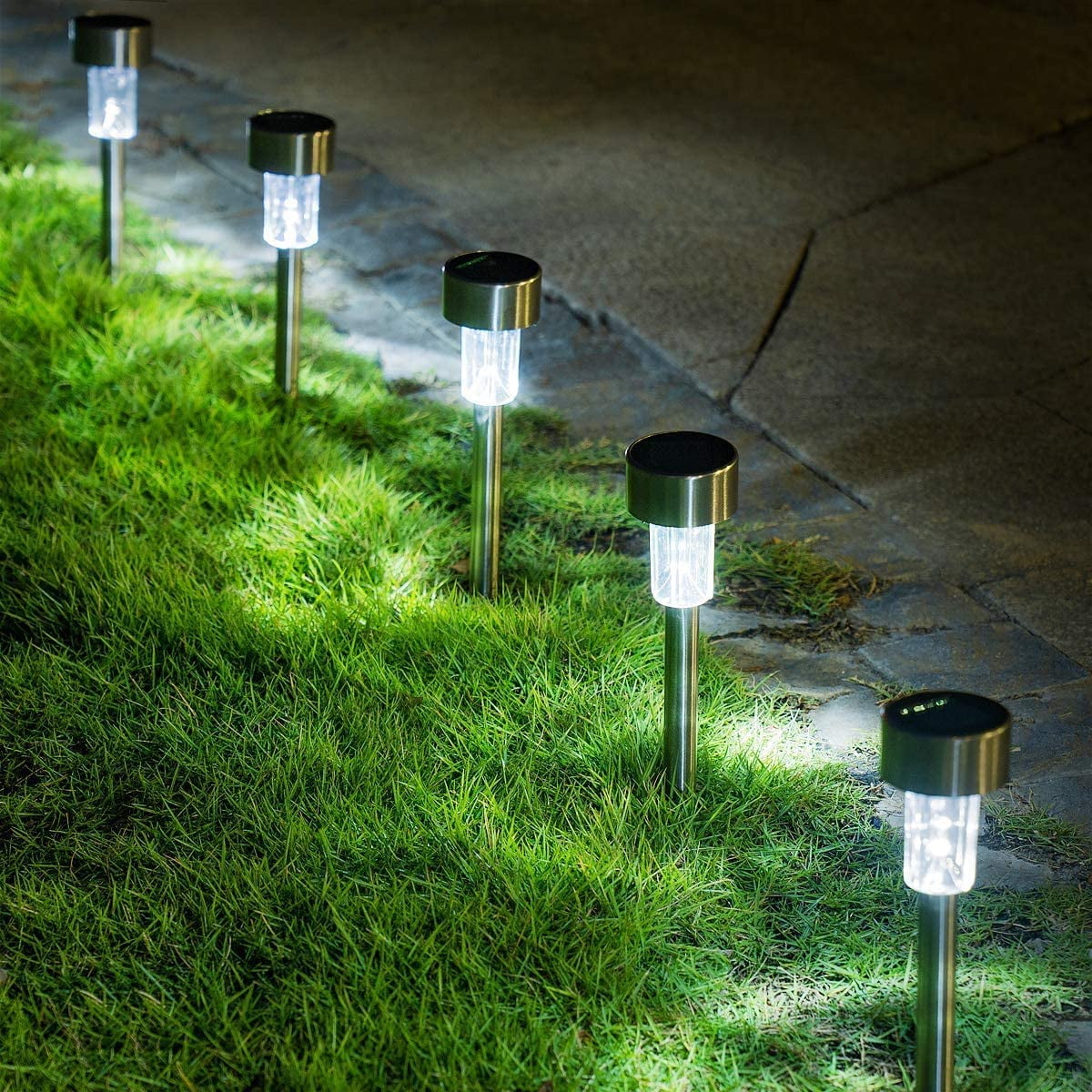 Details about   Stainless Steel LED Solar Powered Outdoor Lawn Lights Garden Path Landscape Lamp 