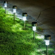 MLADEN 12 Pcs Solar Lights, Stainless Steel Outdoor Path Lights ​- Waterproof, LED Landscape Lighting Solar Powered Outdoor Lights Solar Garden Lights for Pathway Walkway Patio Yard & Lawn, Cool White