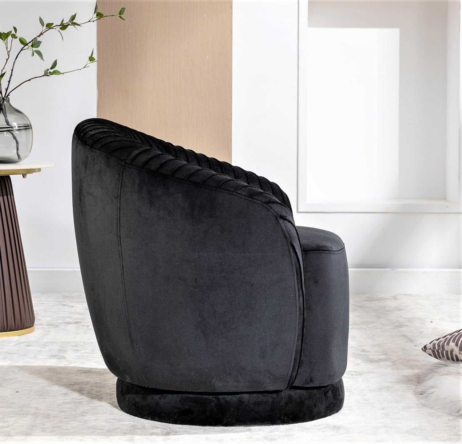 Uspridefurniture Modern Velvet Tufted Accent Chair, Black