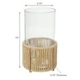 thumbnail image 3 of Maison Concepts Glass Candle Holder Hurrican With Metal & Raffia Base (Multi) 5.75" X 5.75" X 10", 3 of 4