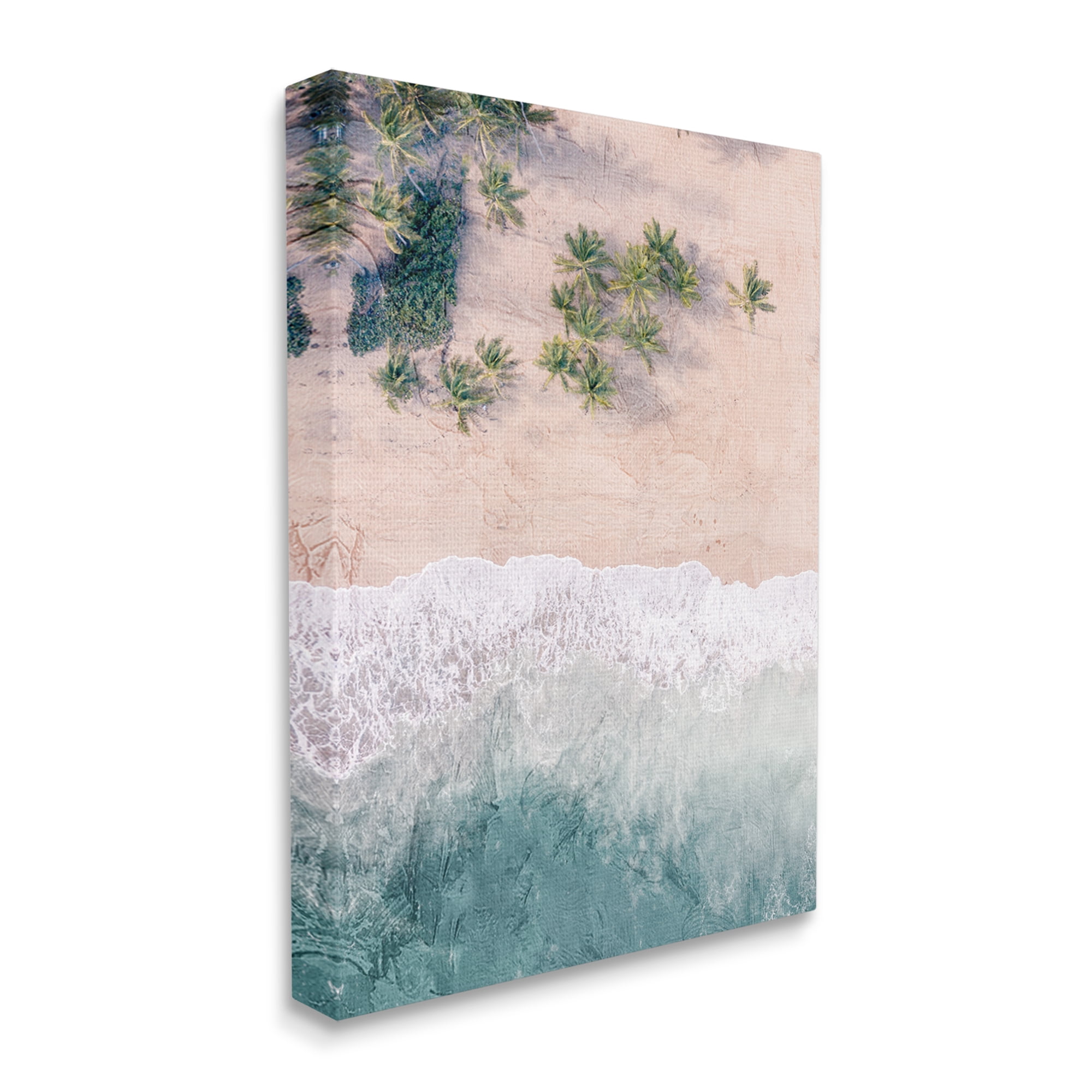 Stupell Industries Aerial Tropical Beach Landscape Painting Gallery Wrapped Canvas Art Print Wall Art, 36 x 48