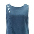 thumbnail image 6 of Ichuanyi Woman Dress Women's Dress Casual Denim Dress Round Neck Sleeveless Buttons Solid Color Dress, 6 of 7