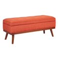 thumbnail image 1 of Katheryn Storage Bench in Tangerine Orange Fabric with Light Espresso Legs, 1 of 7