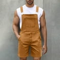 thumbnail image 2 of XPMWRP Casual Fashion Denim Overalls for Men Outdoor Relaxed Fit Lightweight Pocket Cargo Shorts Coffee S, 2 of 7