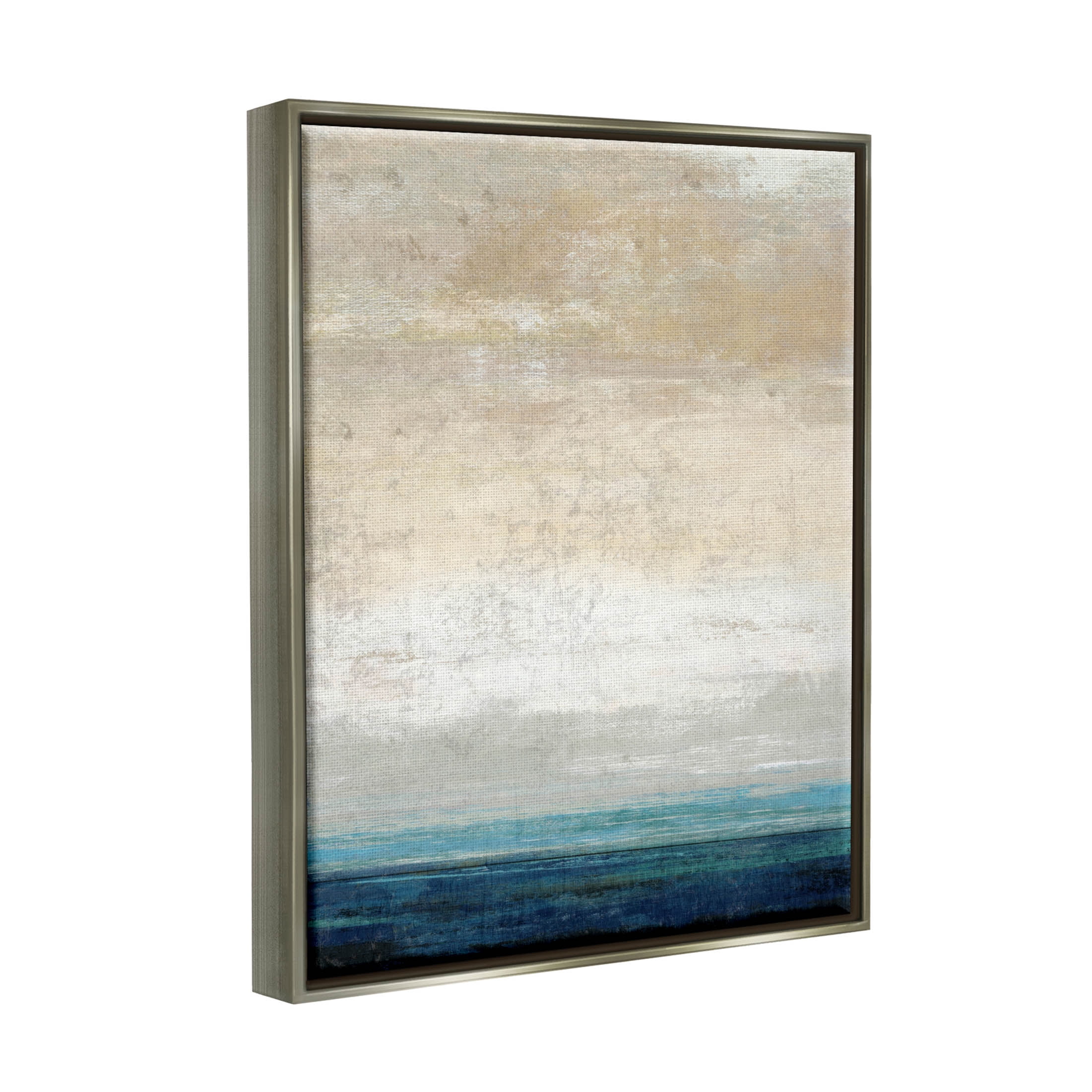 Stupell Industries Distressed Ocean Landscape Abstract Painting Luster Gray Floating Framed Canvas Print Wall Art, Design by Suzanne Nicoll