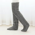 thumbnail image 5 of WoenderWiz Over Knee High Fuzzy Socks Winter Furry Long Leg Warmers Plush Slipper Stockings Women Girls Christmas Home Sleeping Socks Gray One Size, 5 of 5