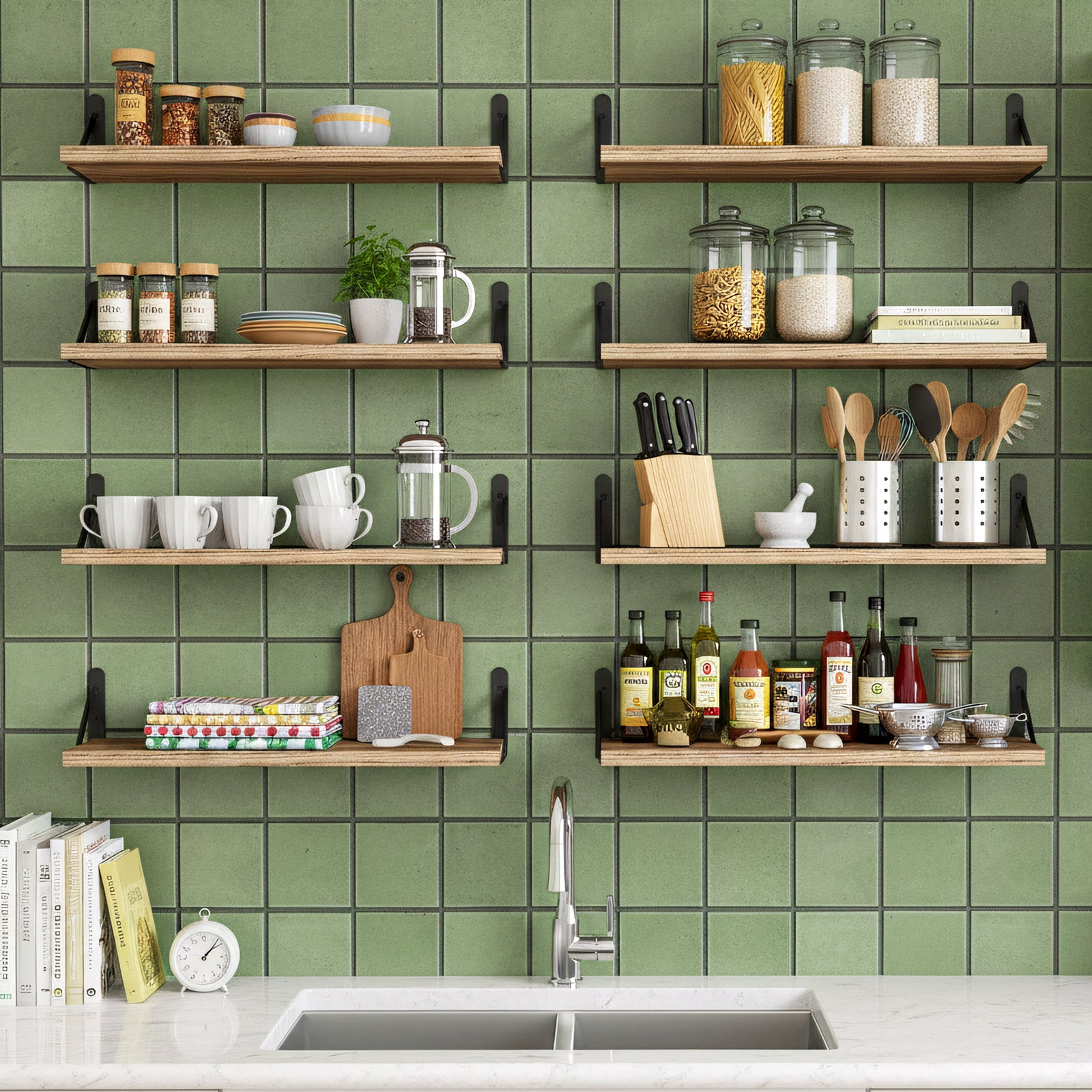 Fairy Farmhouse Natural Floating Shelves (8 Count)