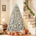 thumbnail image 1 of 9 ft Christmas Tree, Christmas Decorations with 900 Lights, Pre-lit Artificial Christmas Tree with 1800 Snowy White PVC Branches, Flodable Metal Stand＆Easy Assembly, 1 of 7