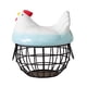 thumbnail image 2 of Cesta para huevos de gallina, frutero con tapa de cerámica con forma de gallina, cesta decorativa para guardar huevos. Azul negro, 2 of 9