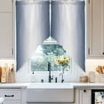 thumbnail image 4 of Navy Blue Swag Valances for Windows 2 Pack and White Gradient Swag Kitchen Curtains 36 Inches Long Rod Pocket Short Window Treatment for Kitchen Bathroom 36"x36", 4 of 8