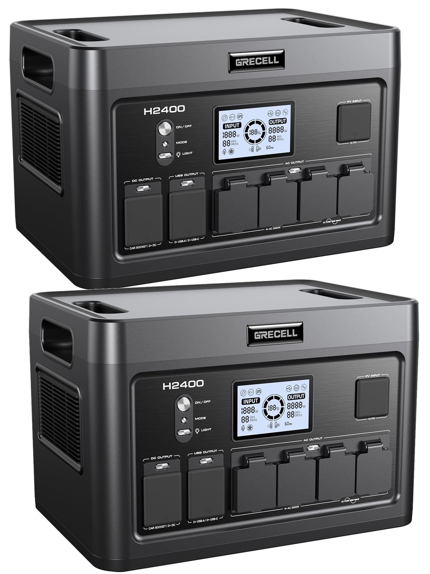 Power Station 2400W (2 Pack) 1843Wh LiFePO4 UPS Home Battery Backup Power w/4 AC Outlets Portable Solar Generator for Outdoor Camping, RV Travel, Home Emergency