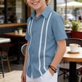 thumbnail image 6 of Guluxicc Button Up Shirts for Kids Boys Short Sleeve Linen Lapel Tops Solid Color Casual Summer Breathable Button Up Shirts, 6 of 9