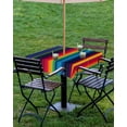 thumbnail image 4 of Fsddascl Mexico Striped Outdoor Tablecloth - 54x54 Inch Square Dining Table Cover, Geometric Boho Red Orange Blue Green Waterproof Outdoor Table Cloth with Umbrella Hole & Zipper for Picnic/Patio, 4 of 7